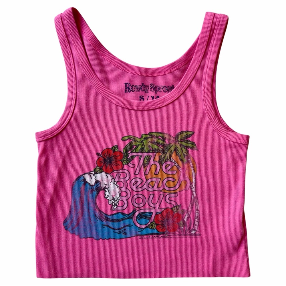 Rowdy Sprout Beach Boys Not Quite Crop Tank ~ Electric Pink Size Small